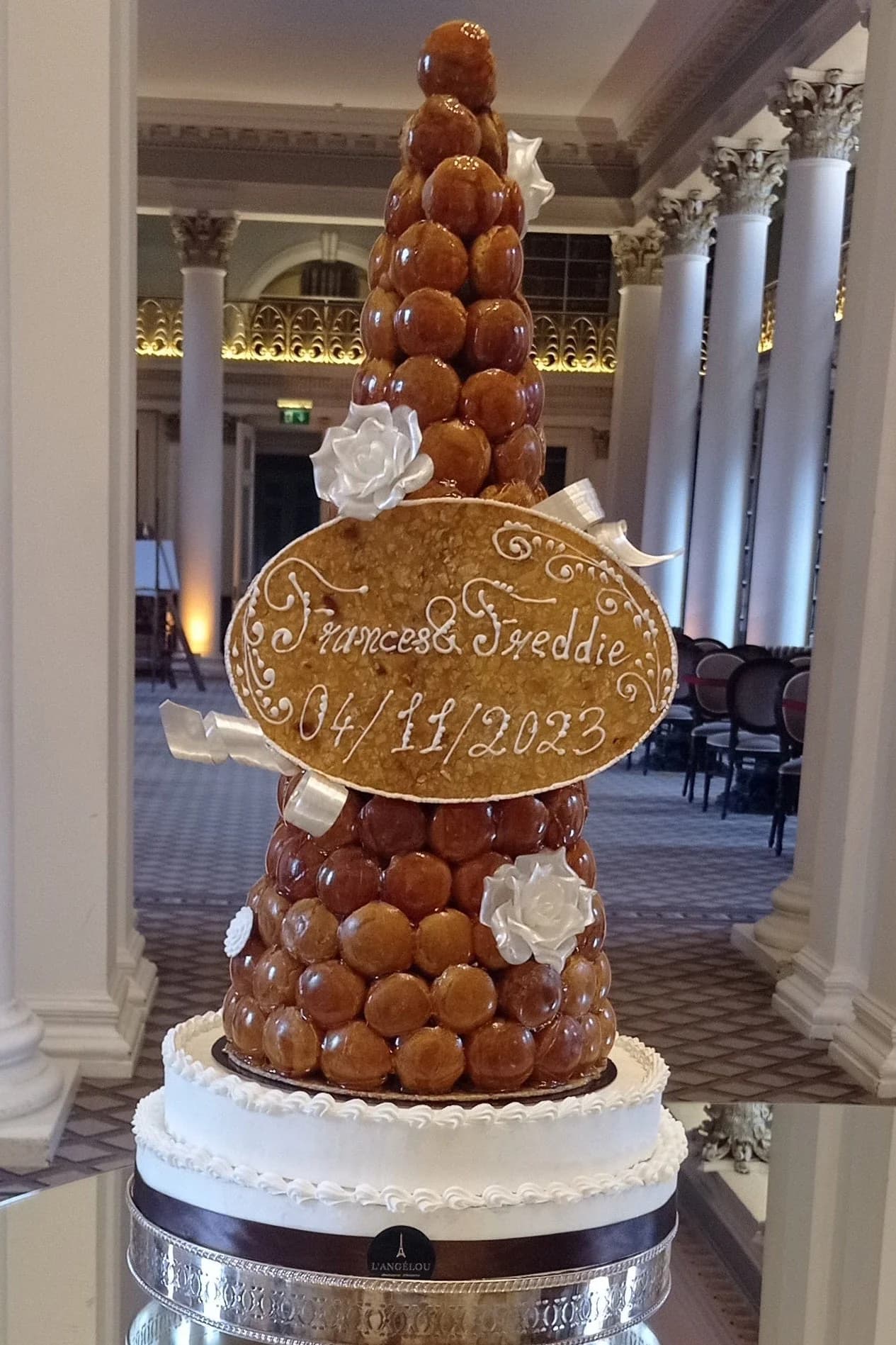 Wedding Croquembouche with 90 pieces - White Roses style